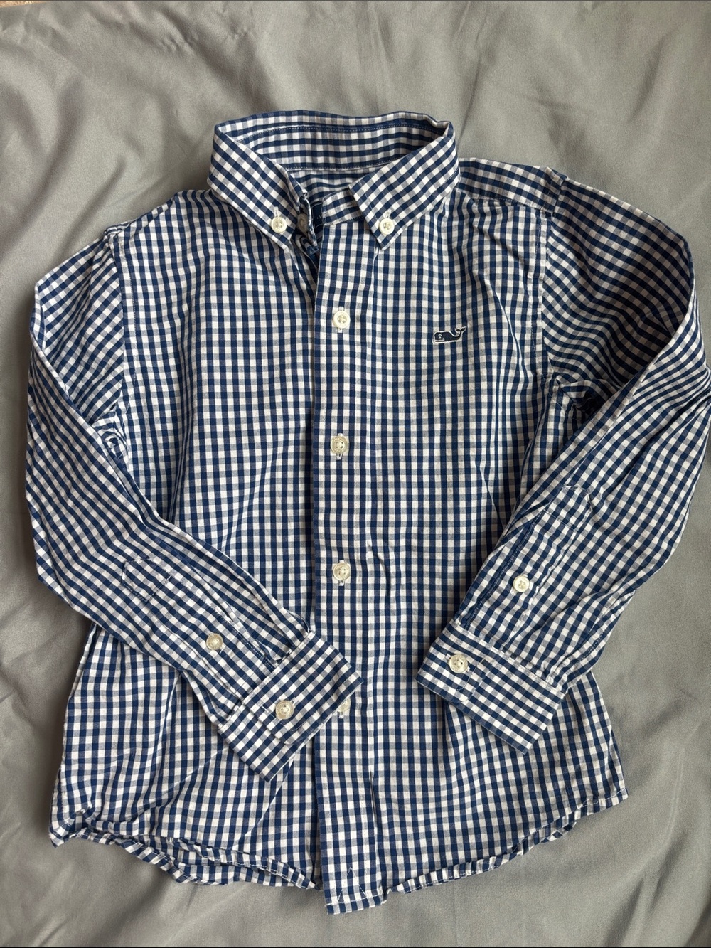 Vineyard Vines Navy and White Gingham Button-Down Shirt
